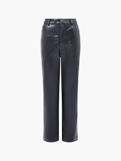 Brody Croc PU Straight Leg Trousers
