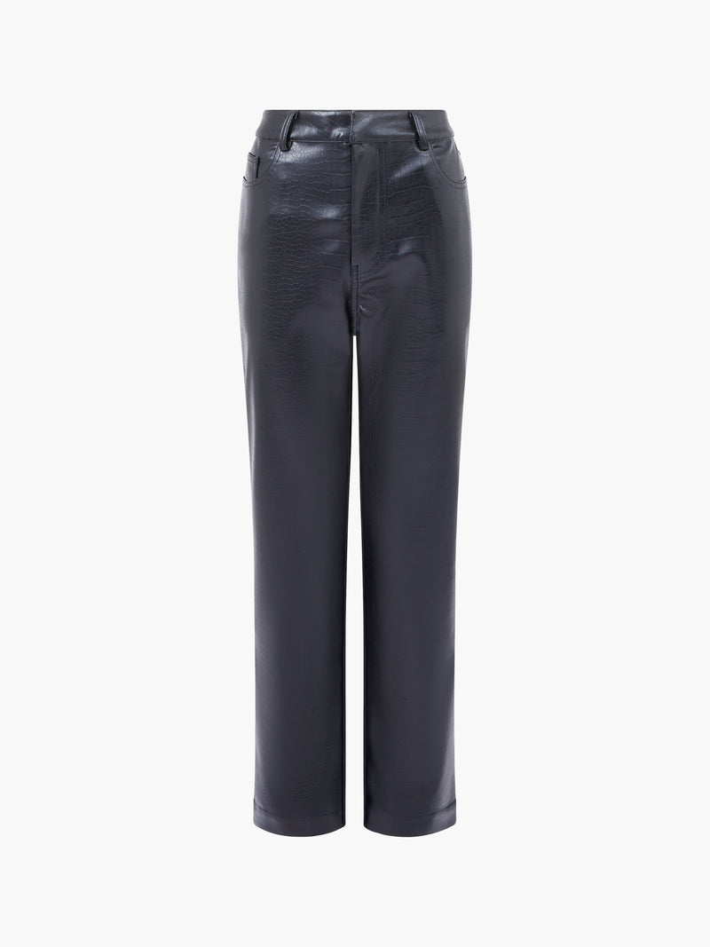 Brody Croc PU Straight Leg Trousers