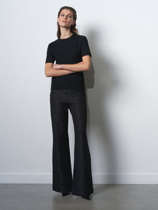 Yelena Jacquard Diamante Flared Trousers