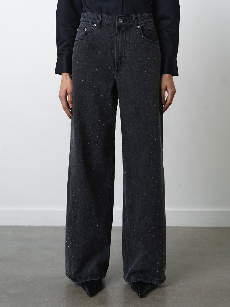 Ralphie Denim Embellished Wide Leg Jeans
