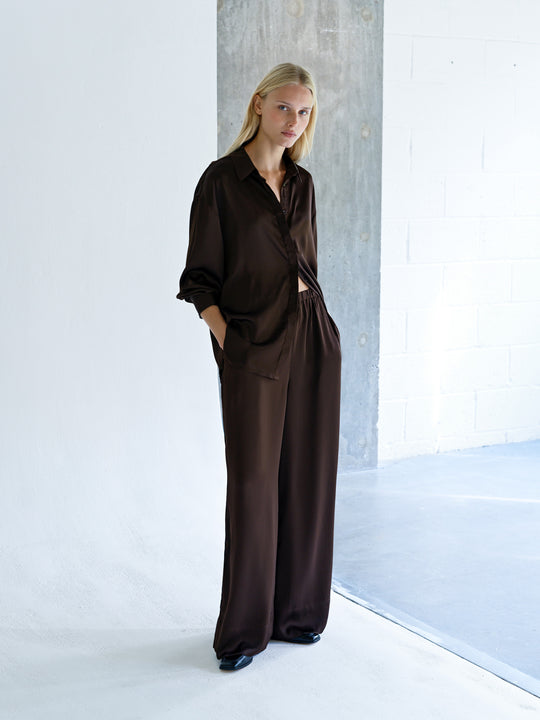 Bernadetta Satin Wide Leg Trousers