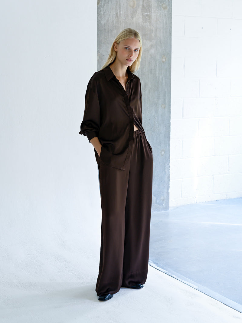 Bernadetta Satin Wide Leg Trousers