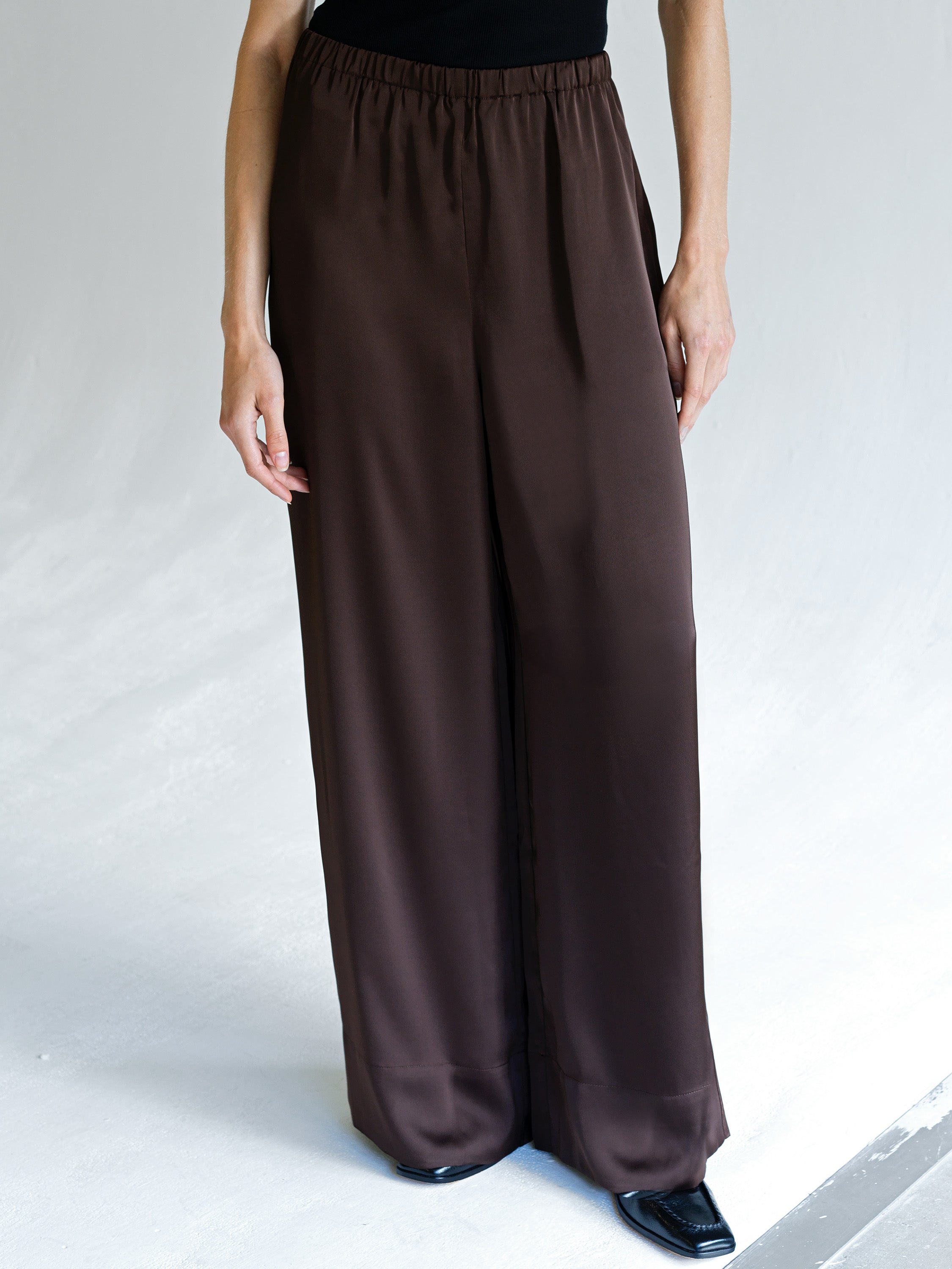 Bernadetta Satin Wide Leg Trousers