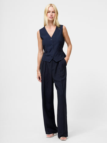 Pinstripe Tailored Wide Leg Trousers