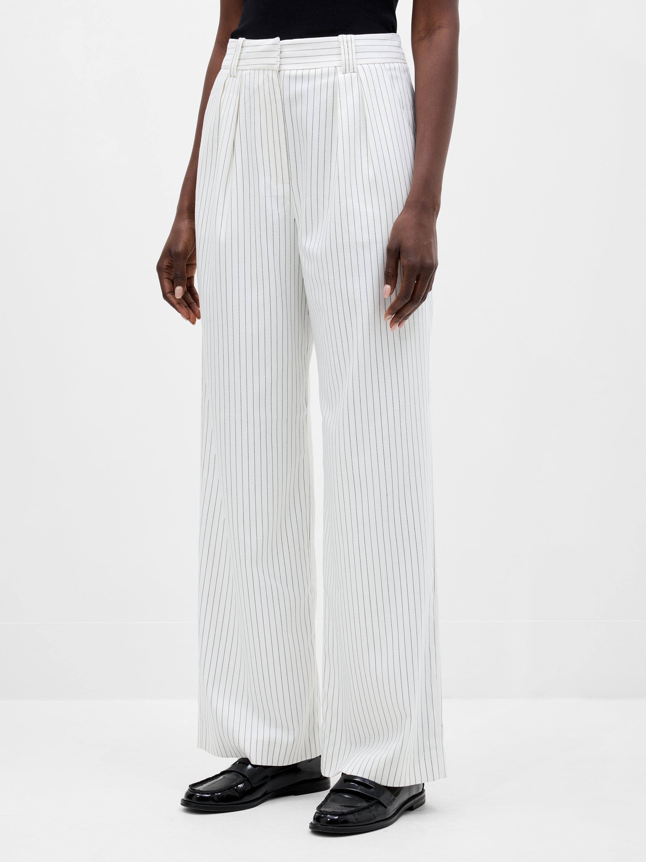 Pinstripe Wide Leg Trousers