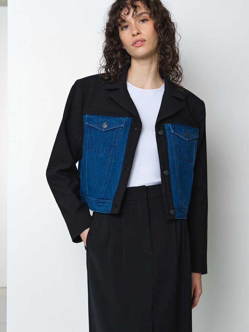 Kimberley Denim Mix Cropped Jacket