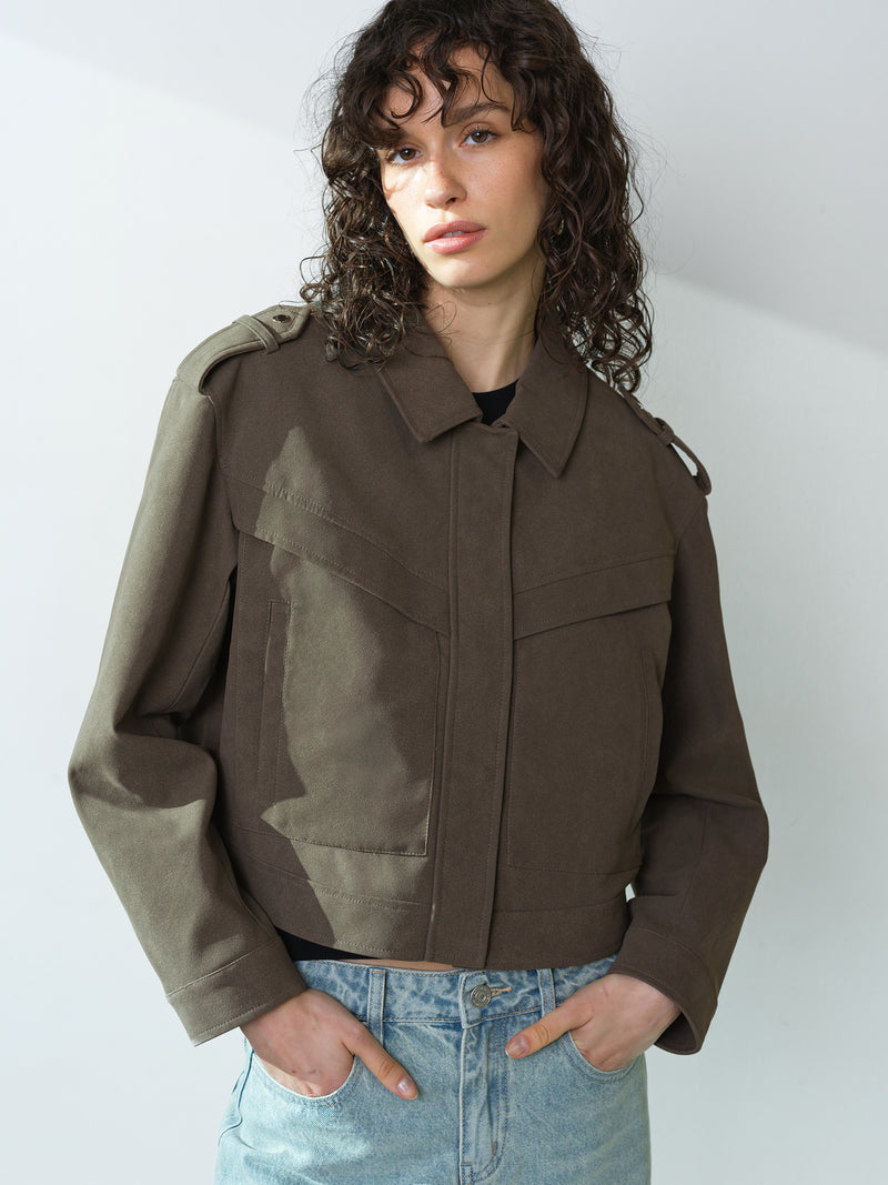 Larissa Faux Suede Bomber Jacket