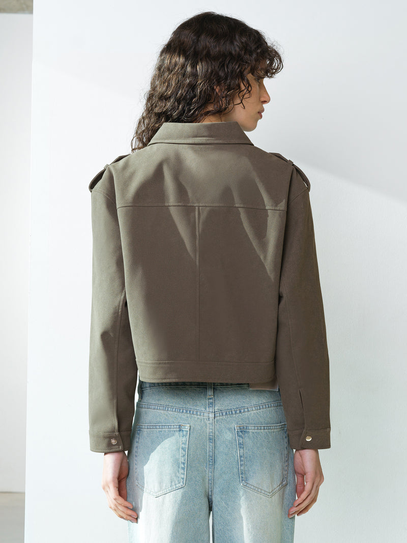 Larissa Faux Suede Bomber Jacket