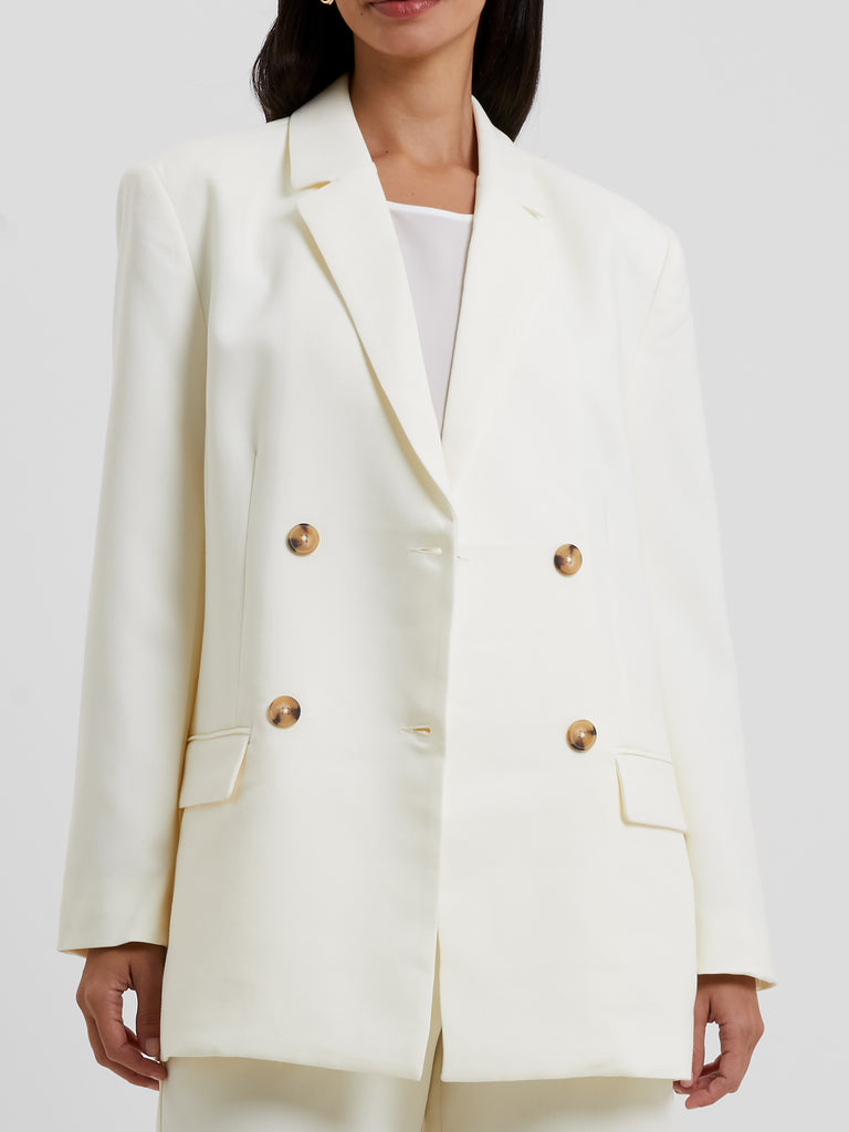 Luxe Double Breasted Blazer Ivory | French Connection UK