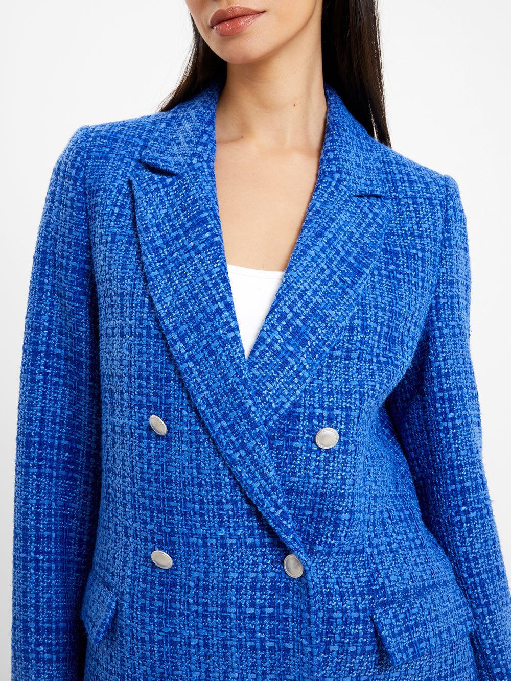 Light Connection French Azzurra Tweed Blazer | Depths Blue UK