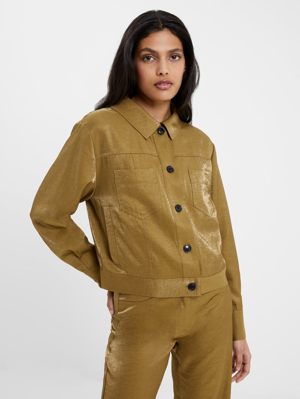 Cammie Shimmer Jacket Nutria | French Connection UK