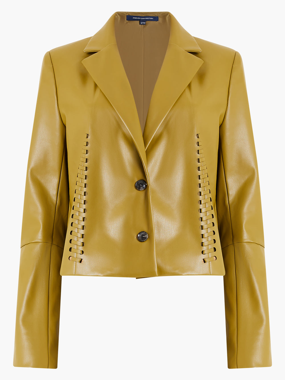 Crolenda PU Lace-Up Cropped Blazer Nutria | French Connection UK