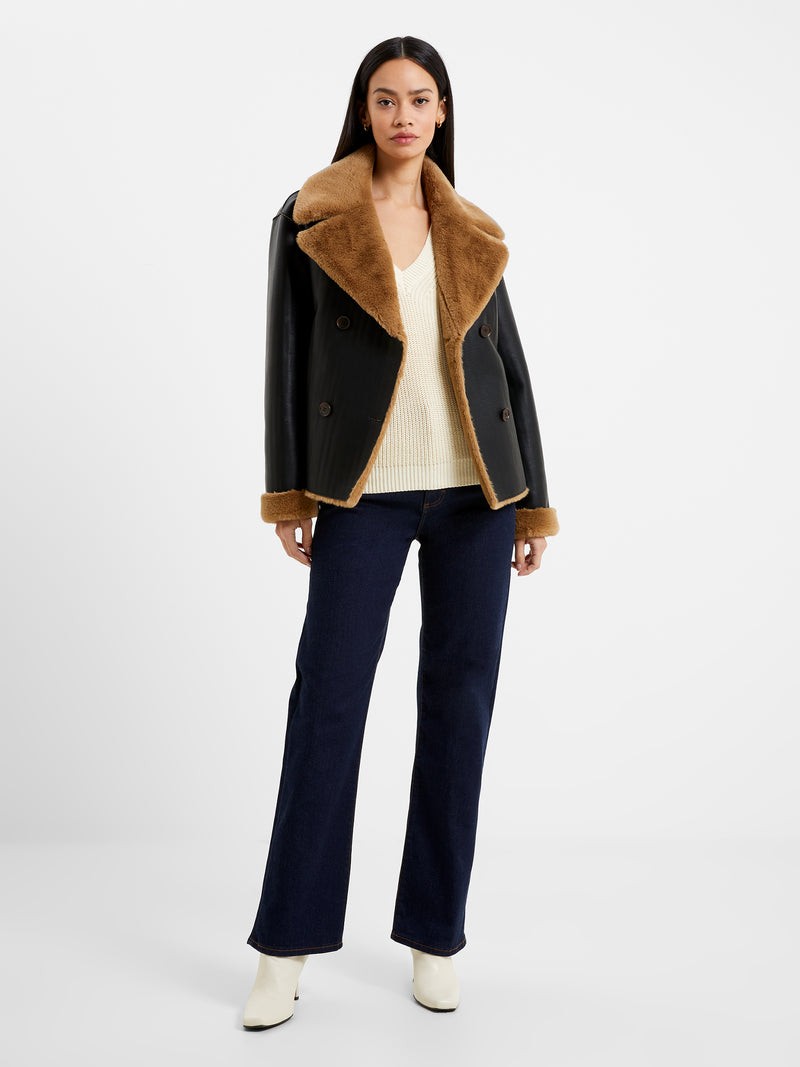 French connection fur trim coat outlet