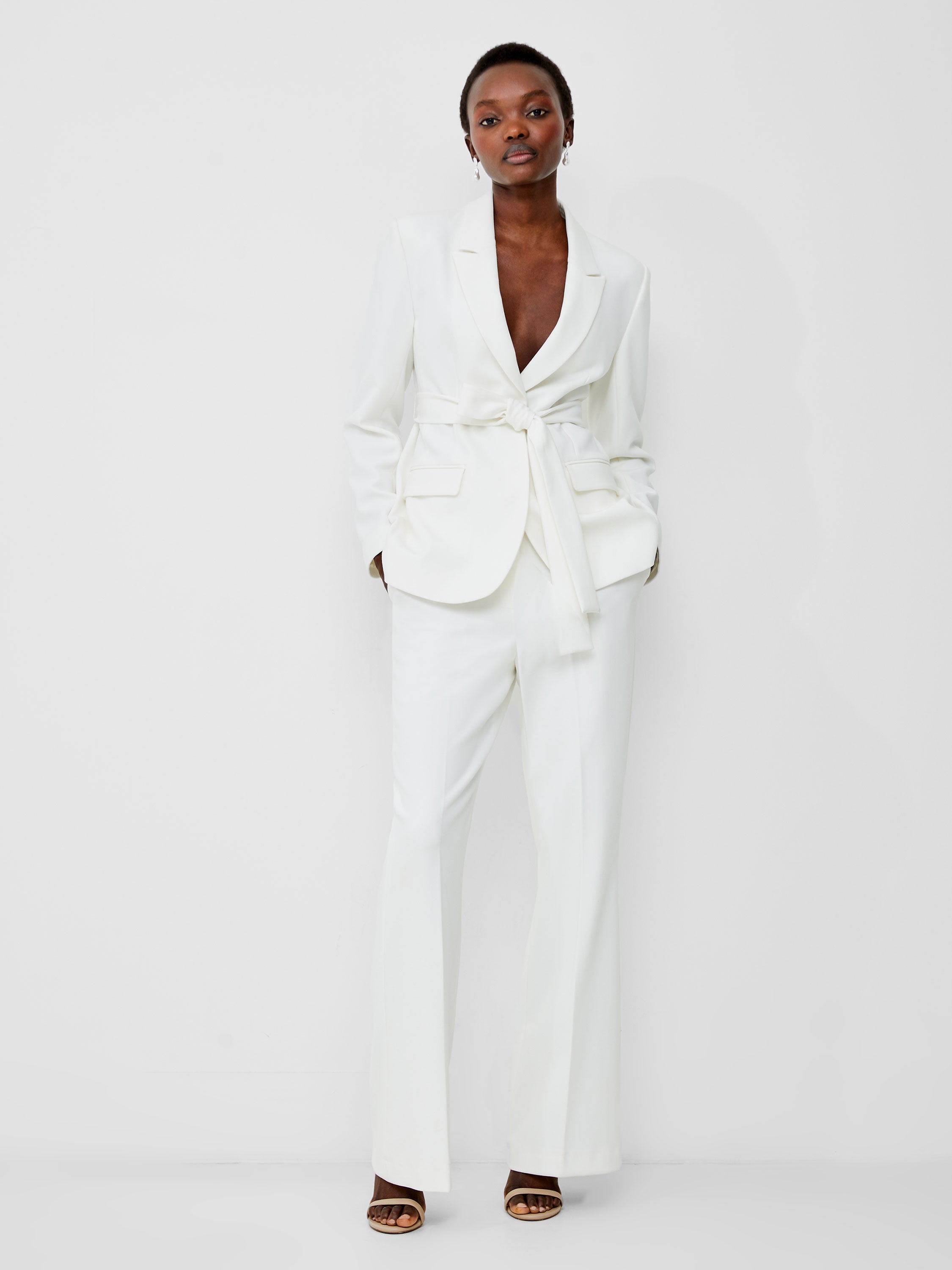 Belted blazer white online