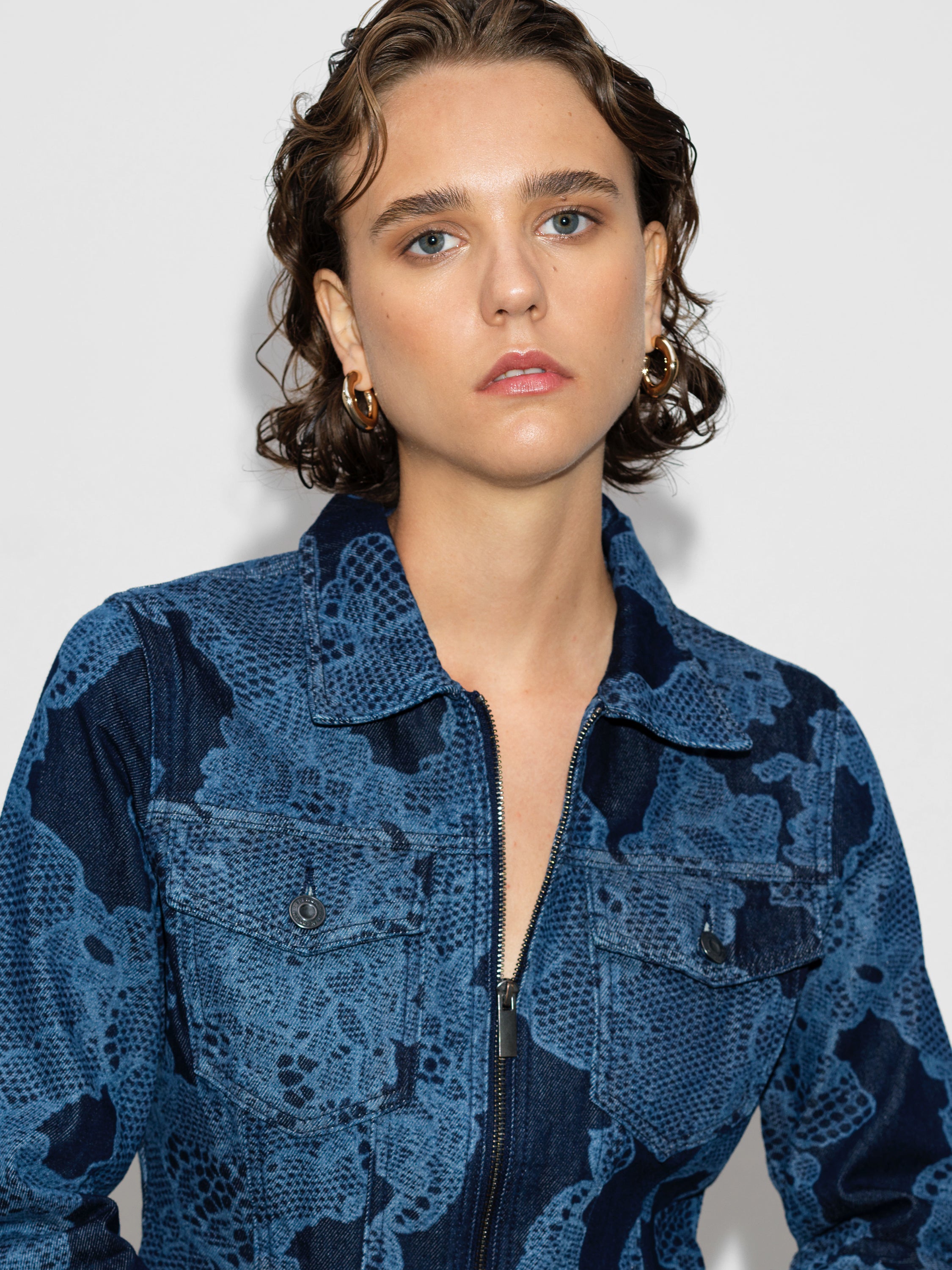 Jennie Denim Panelled Jacket Dark Indigo | French Connection UK