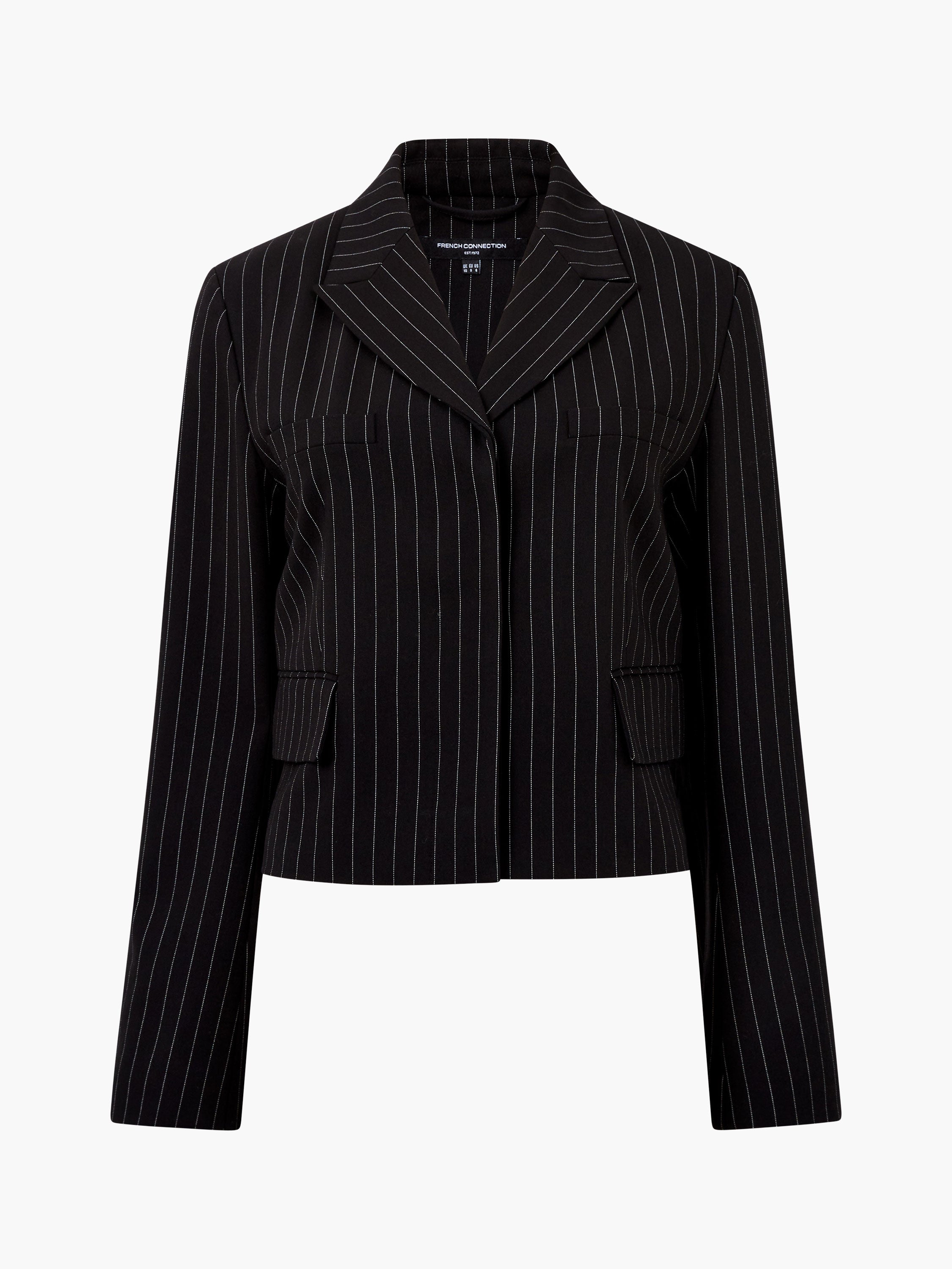 Morgan Tailored Pinstripe Cropped Blazer Black Winter White