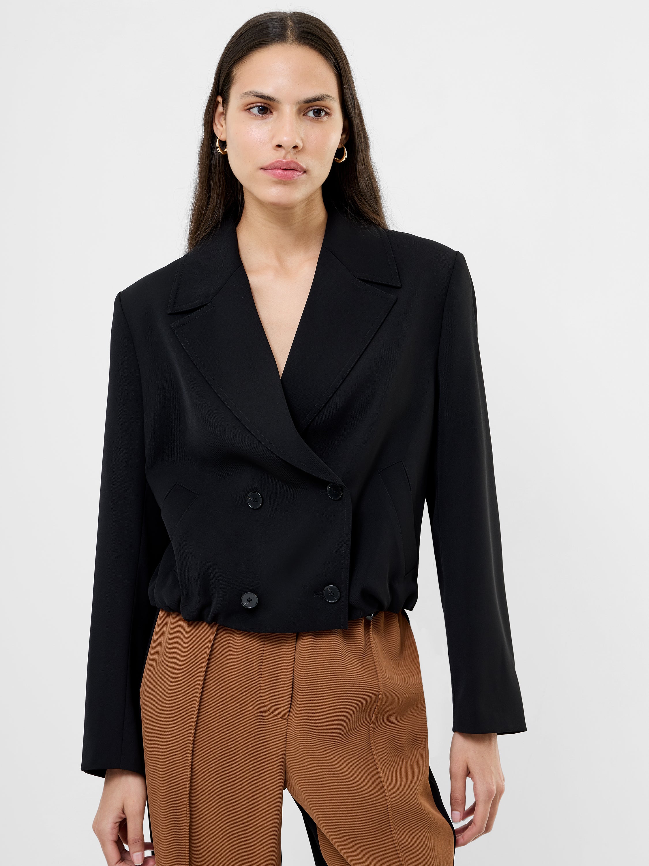 ESSAY Double Tailored Jacket　Black Vinnie Tailored Double Breasted Cropped Jacket Black