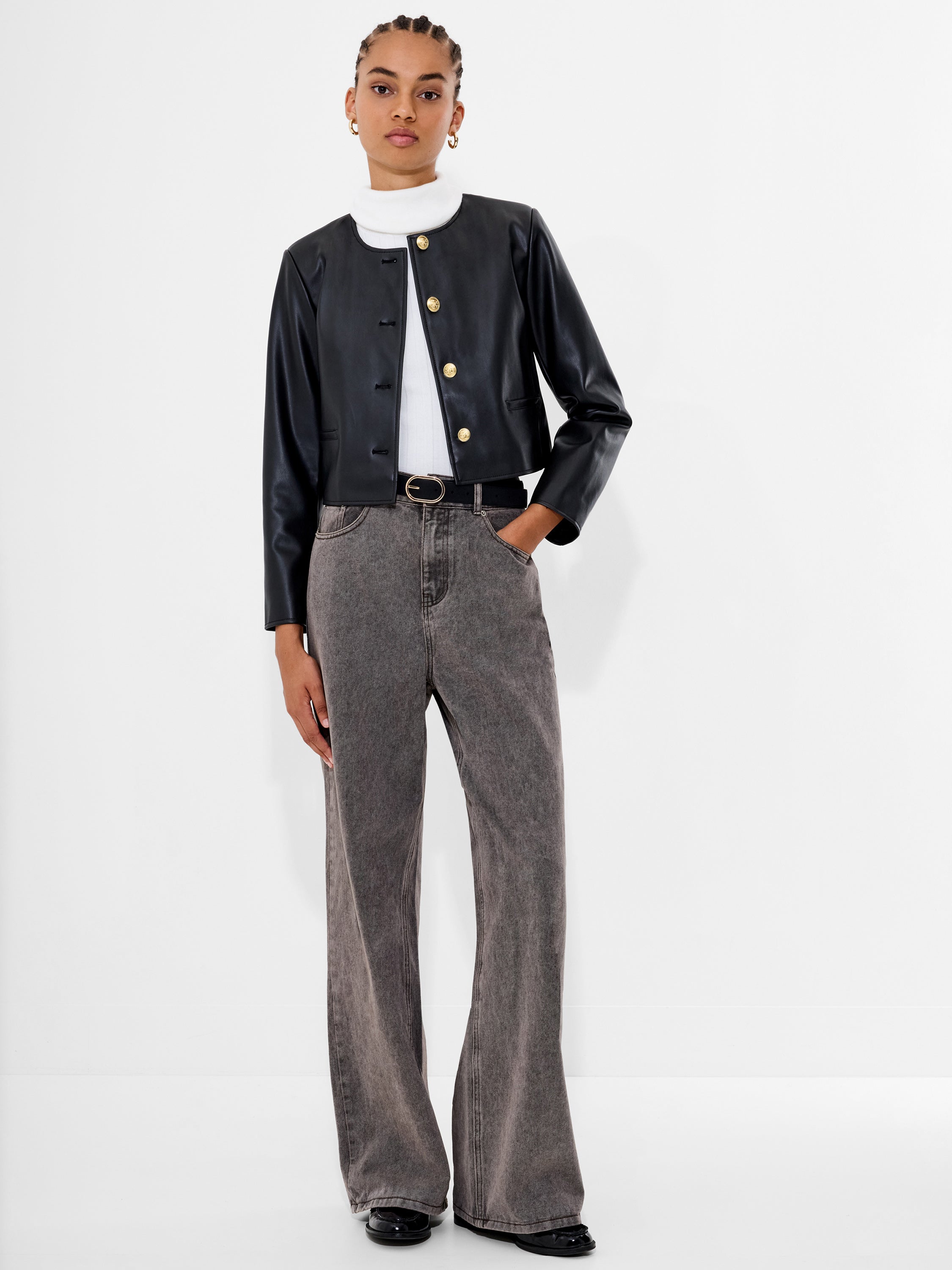 Dessa Faux Leather Cropped Jacket