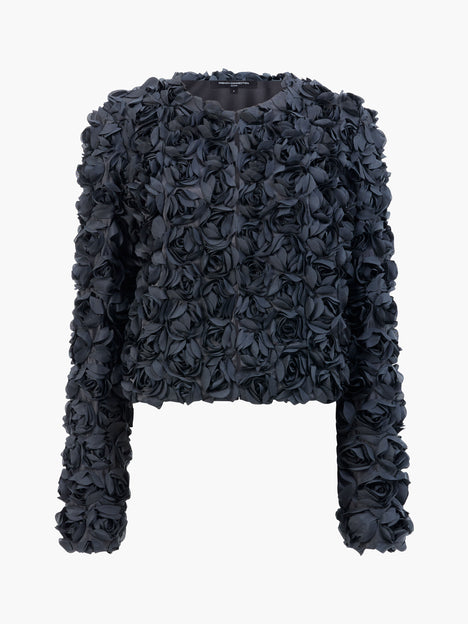 Verity 3D Floral Textured Cropped Jacket