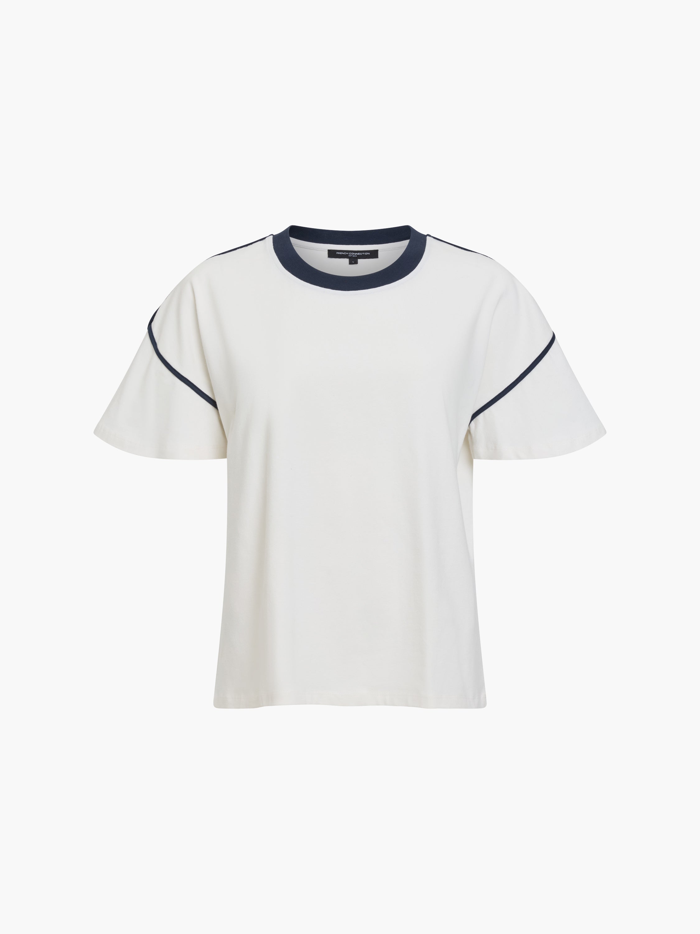 Shainey Plush Contrast Trim White T-Shirt