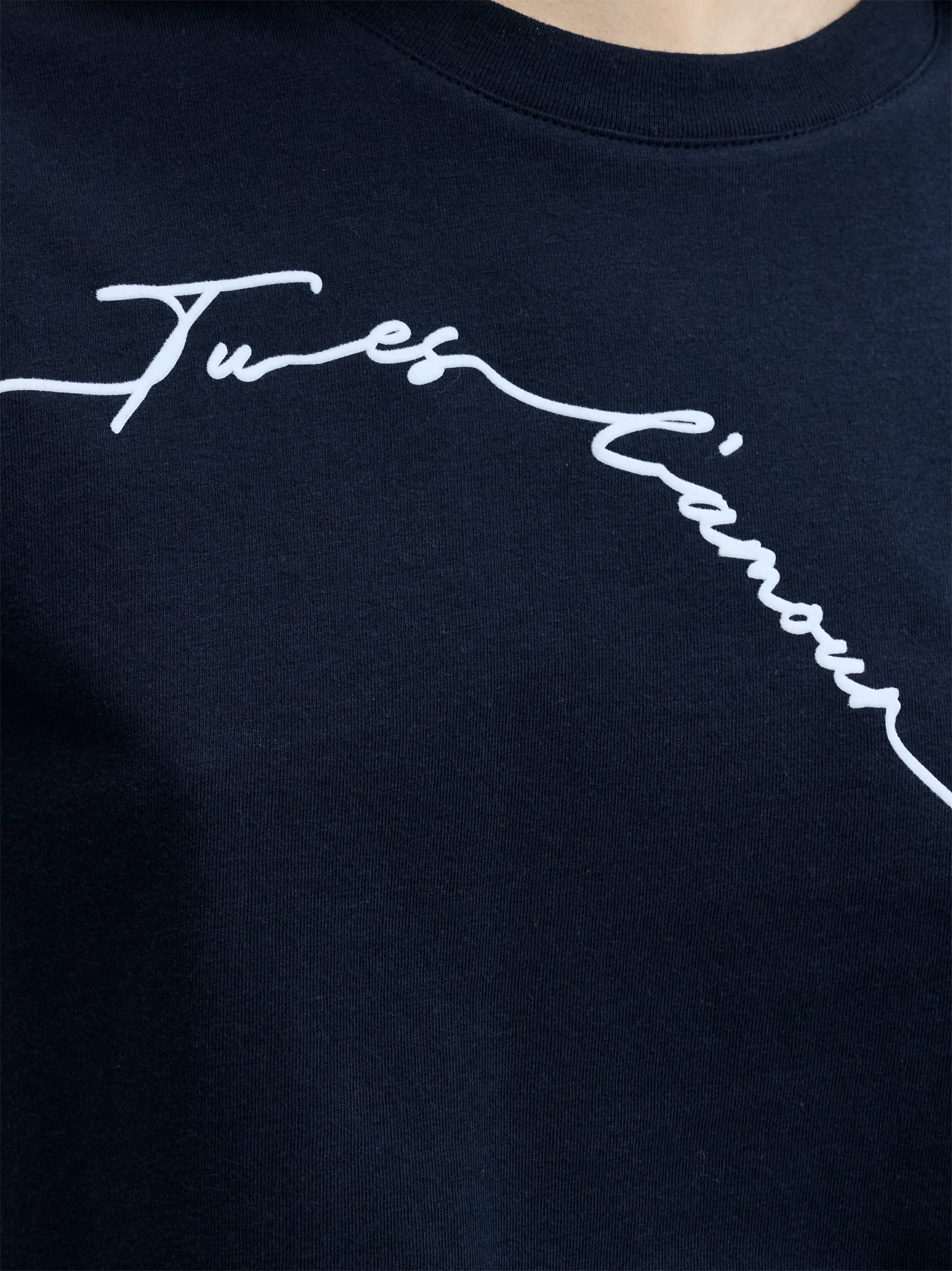 Love Of My Life Flocked Script Navy Blue Cotton T-Shirt