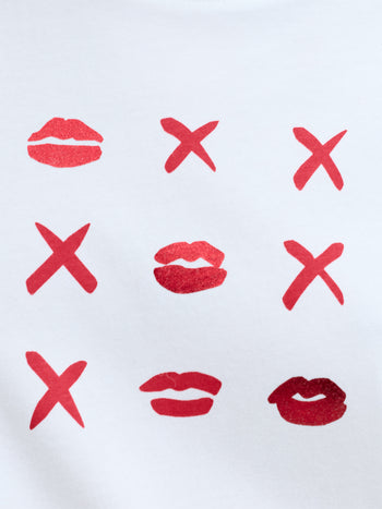 Peached Cotton White Noughts and Kisses Graphic T-Shirt
