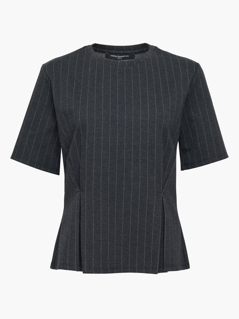 Sarai Grey Pinstripe Pleat Detail T-Shirt