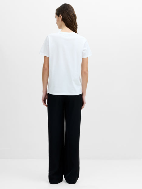 Mesh Bow White Cotton T-Shirt