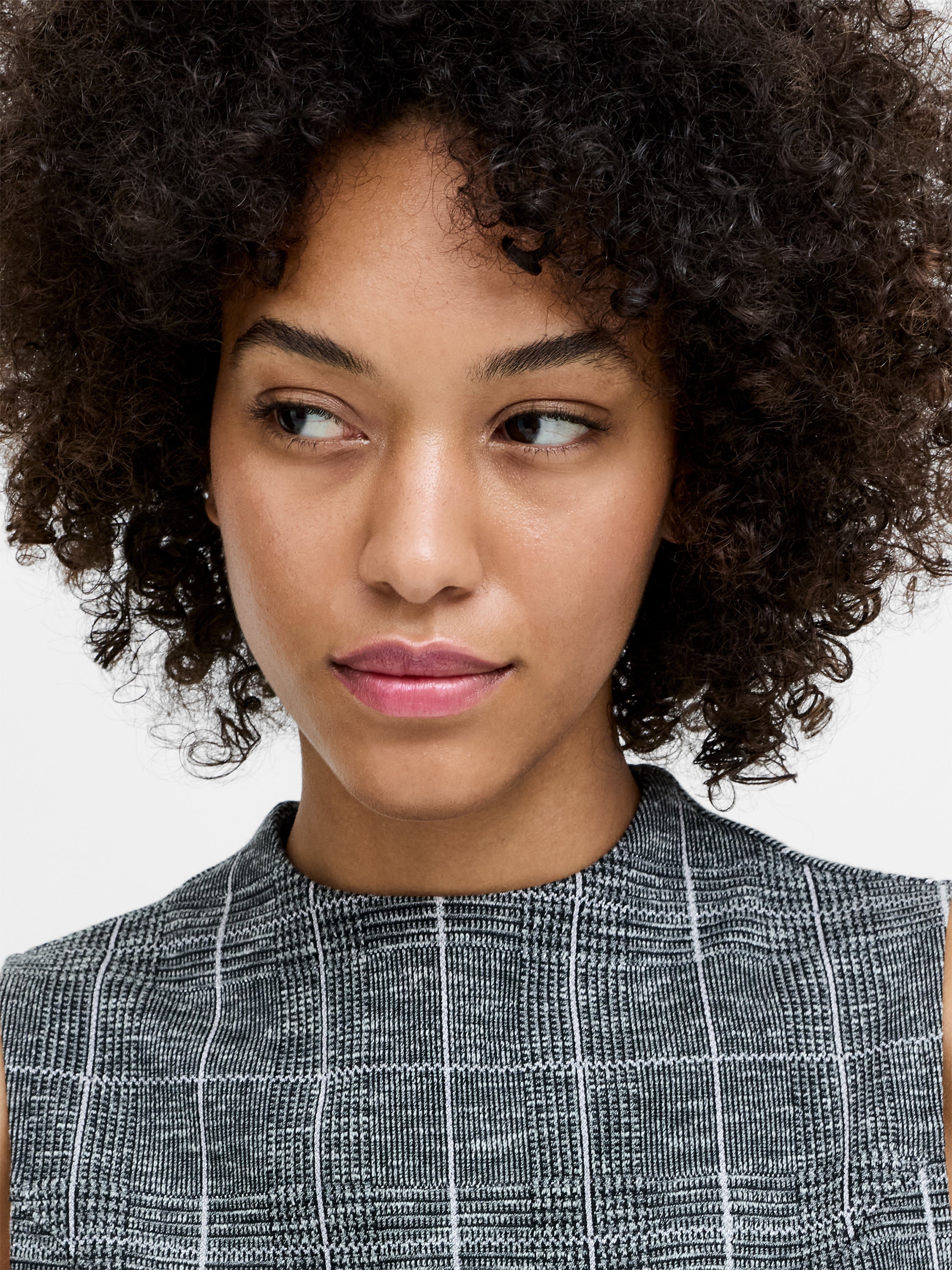 Wesley Jersey Grey Check Peplum Top