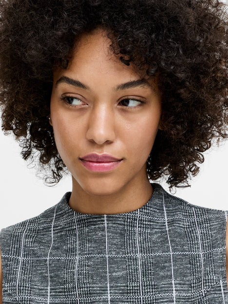 Wesley Jersey Grey Check Peplum Top