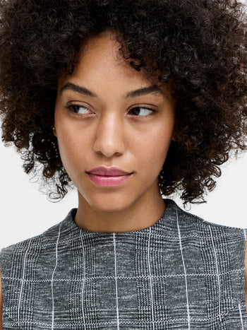 Wesley Jersey Grey Check Peplum Top