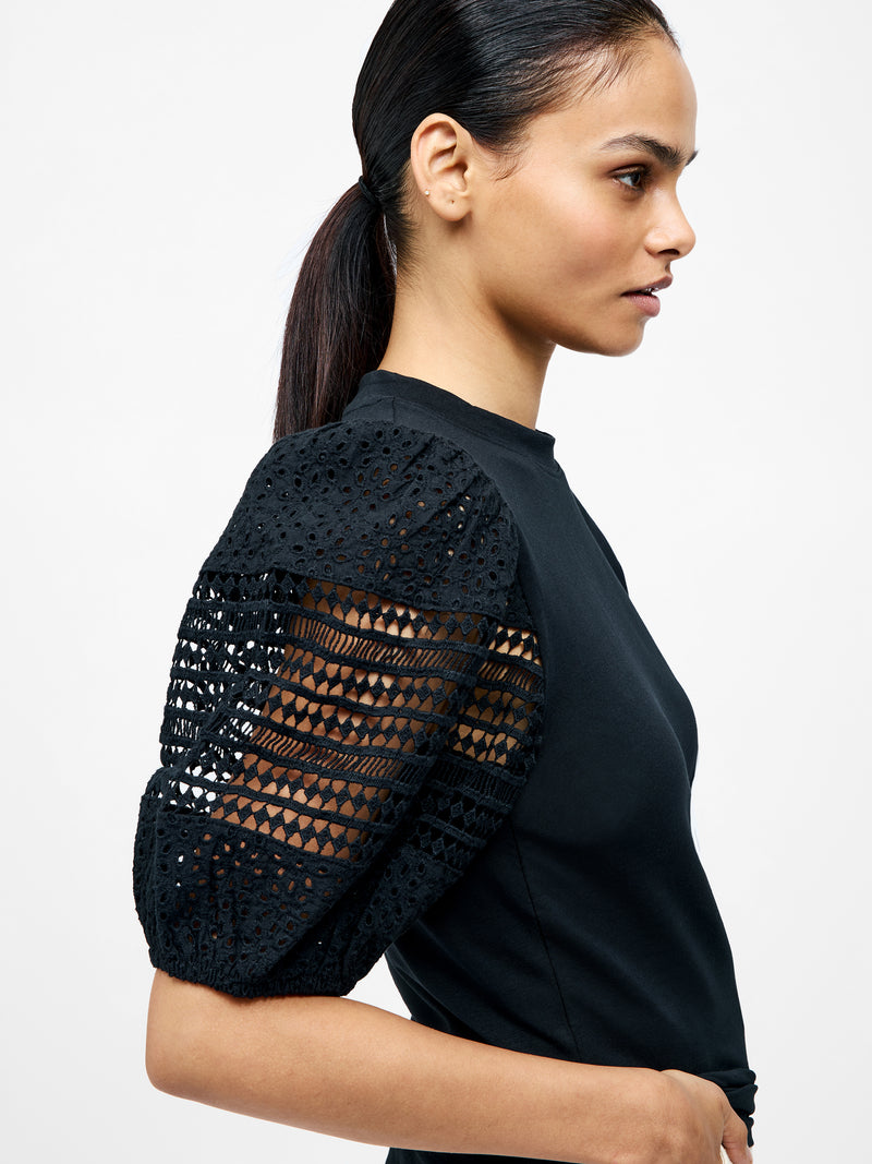 Crochet Lace Puff Sleeve Top