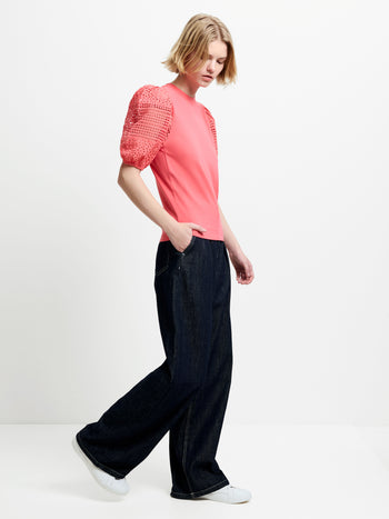 Crochet Lace Puff Sleeve Top