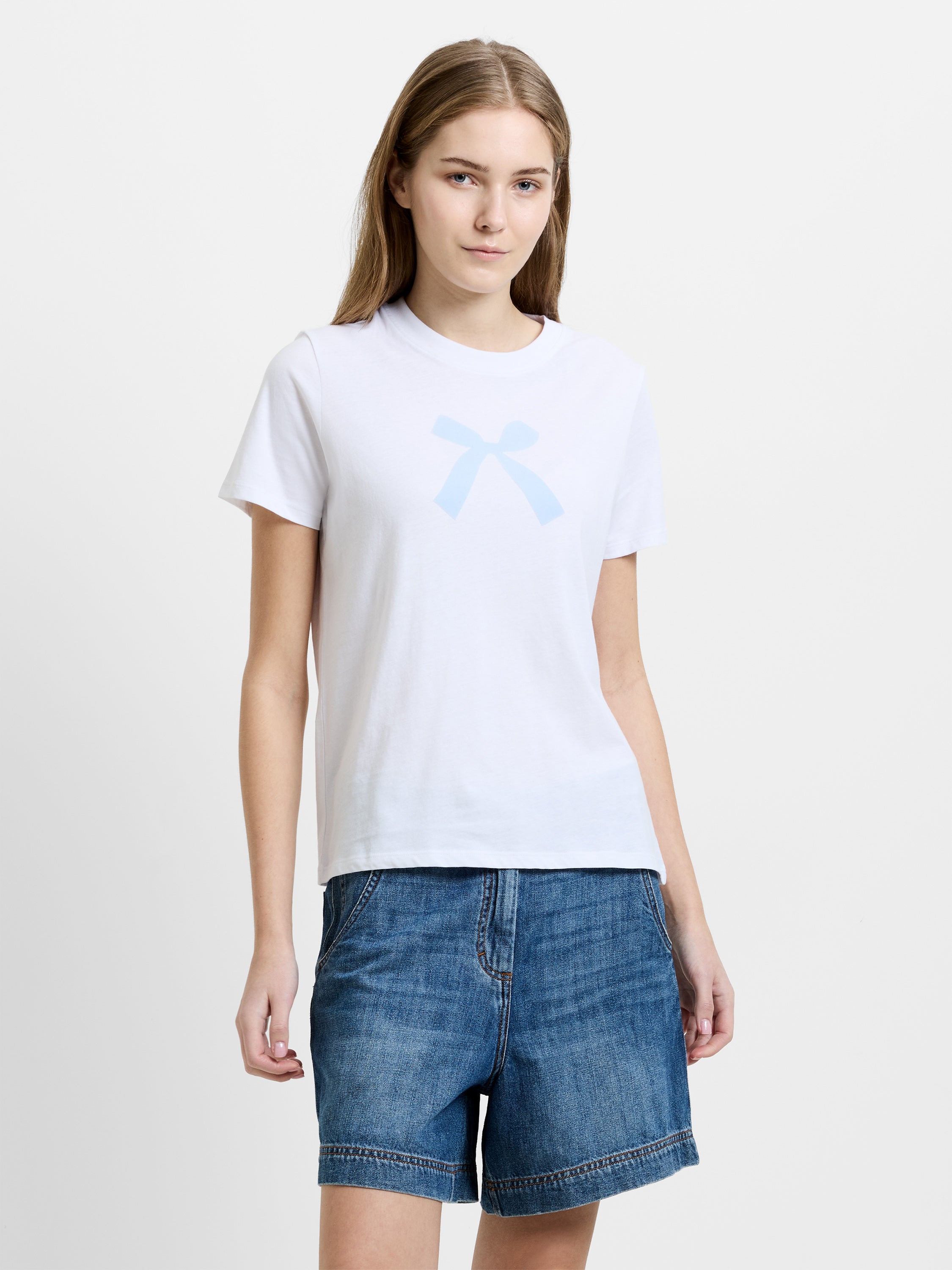 Bow Flocked Graphic T-Shirt
