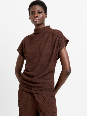 Textured Short Sleeve Ruched T-Shirt