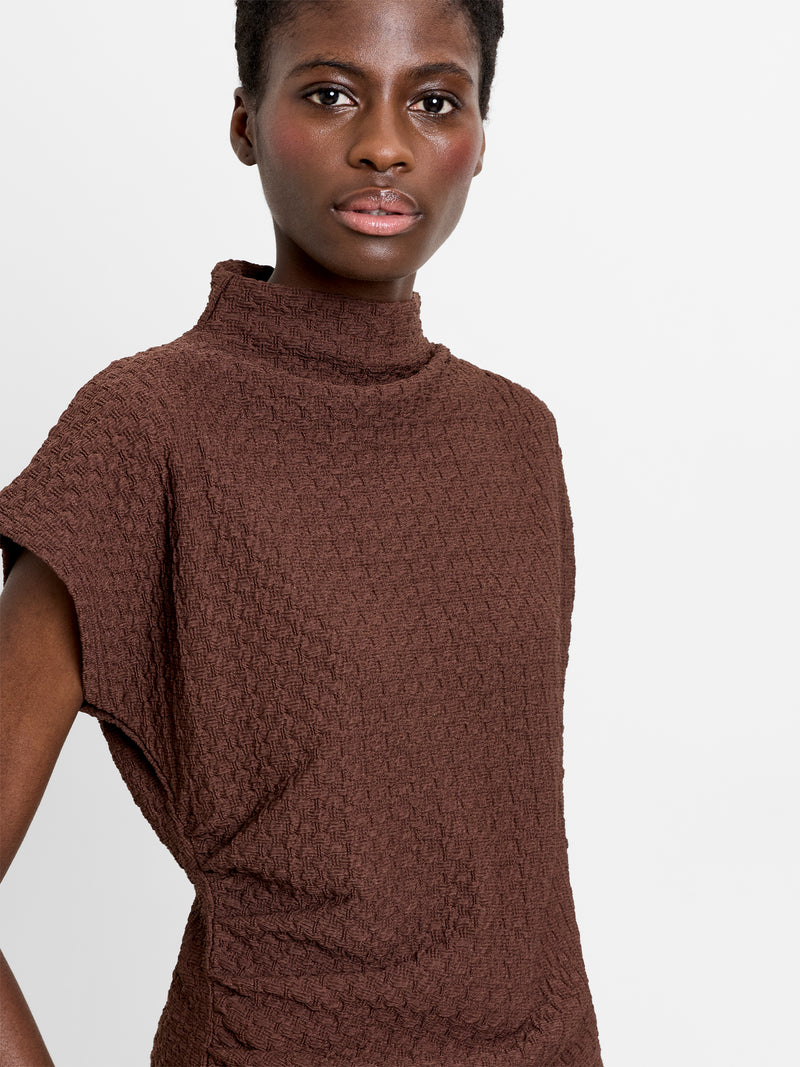 Textured Short Sleeve Ruched T-Shirt