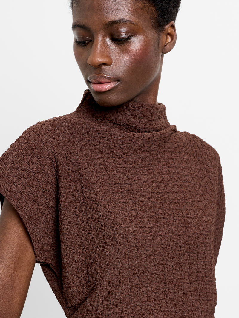 Textured Short Sleeve Ruched T-Shirt