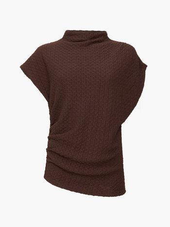 Textured Short Sleeve Ruched T-Shirt