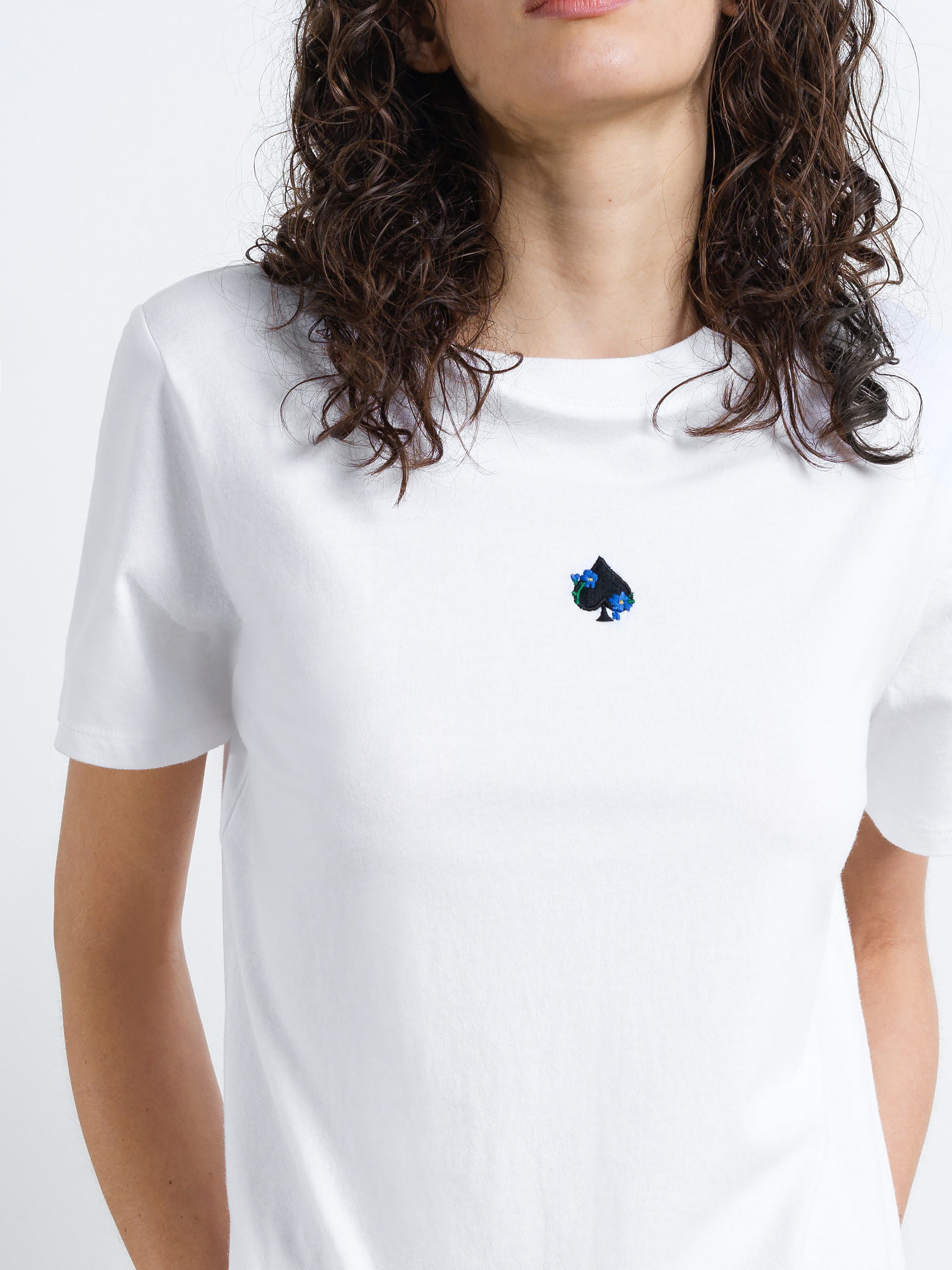 Ace of Spades Floral Embroidered Graphic T-Shirt