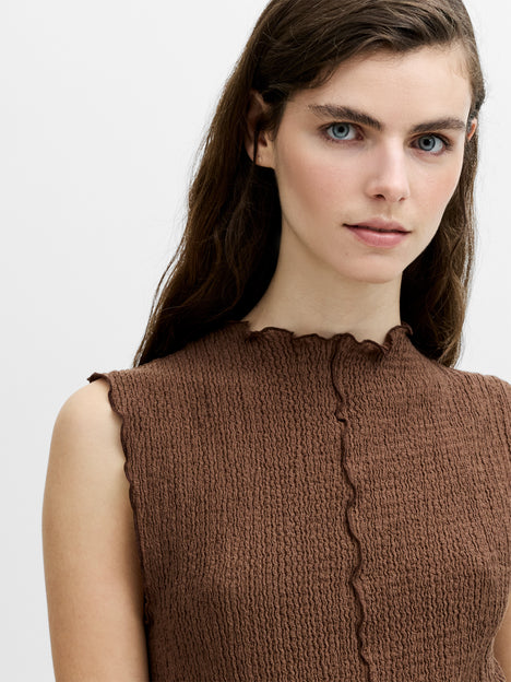 Andie Textured Sleeveless Brown Top