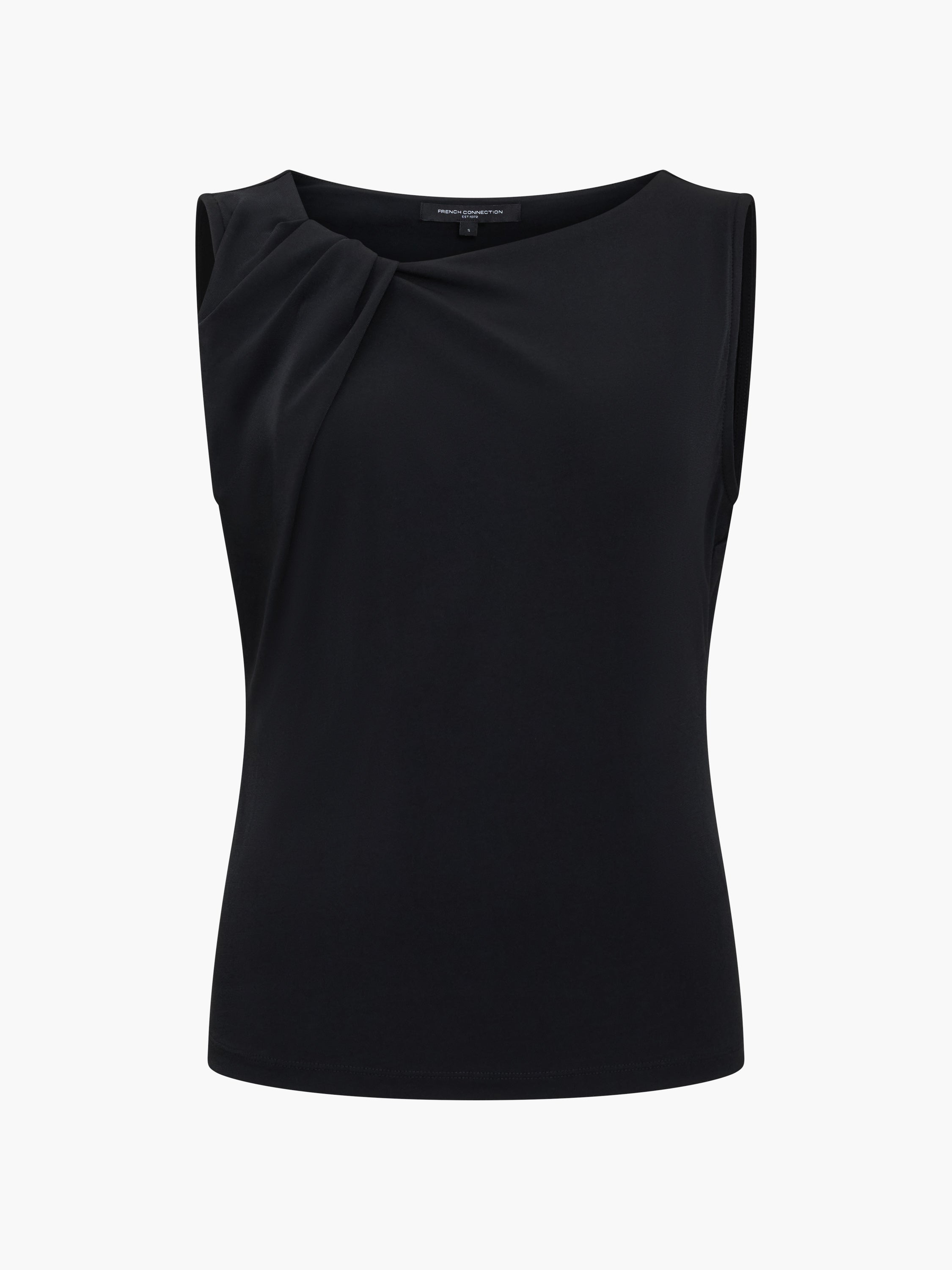 Samira Jersey Sleeveless Asymmetric Black Top
