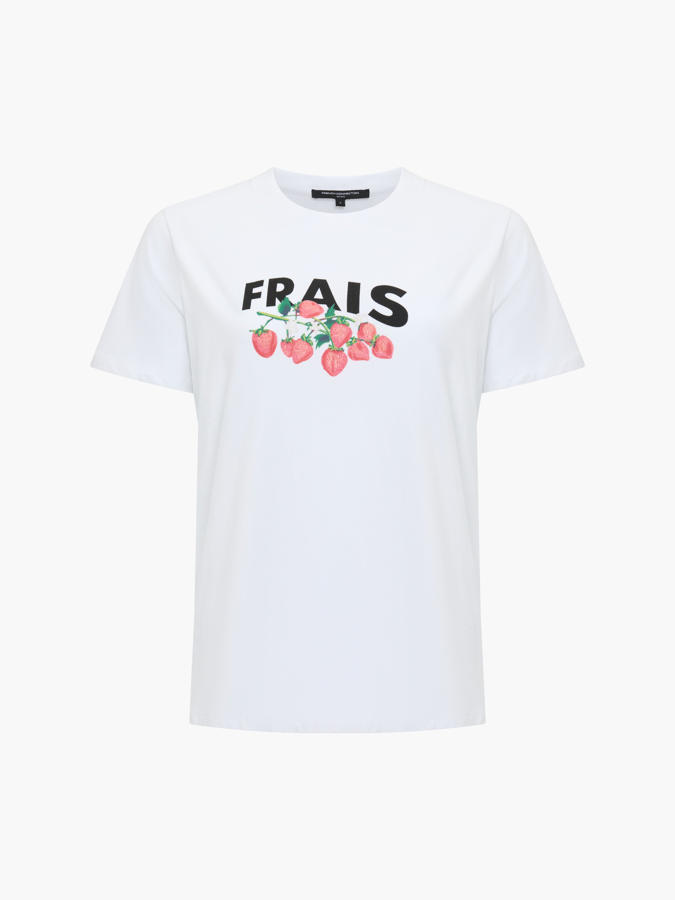 Strawberry Peached Cotton White Graphic T-Shirt