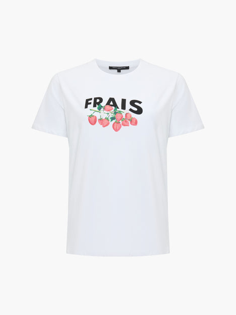 Strawberry Peached Cotton White Graphic T-Shirt