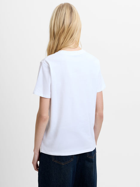 Strawberry Peached Cotton White Graphic T-Shirt