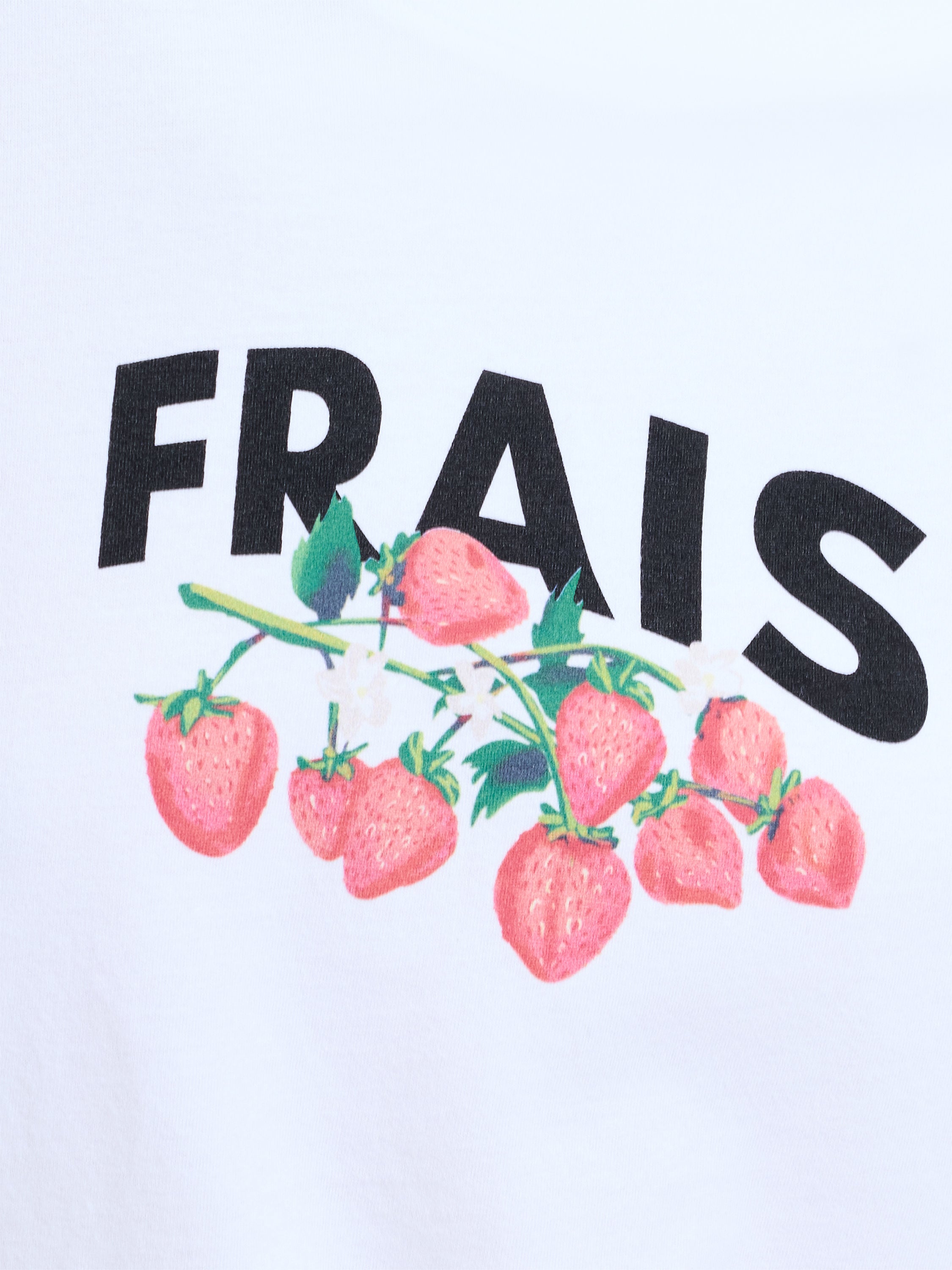 Strawberry Peached Cotton White Graphic T-Shirt