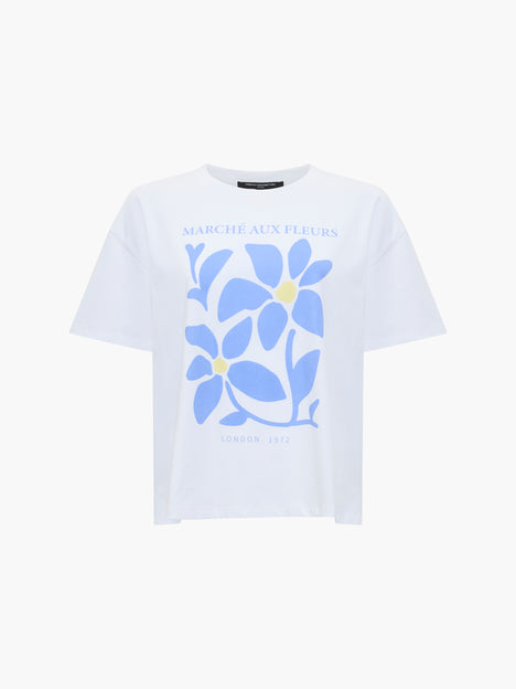 Flower Market Peached Cotton White Graphic T-Shirt