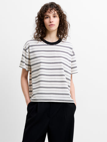 Pernille Jersey Monochrome Striped Boyfriend T-Shirt