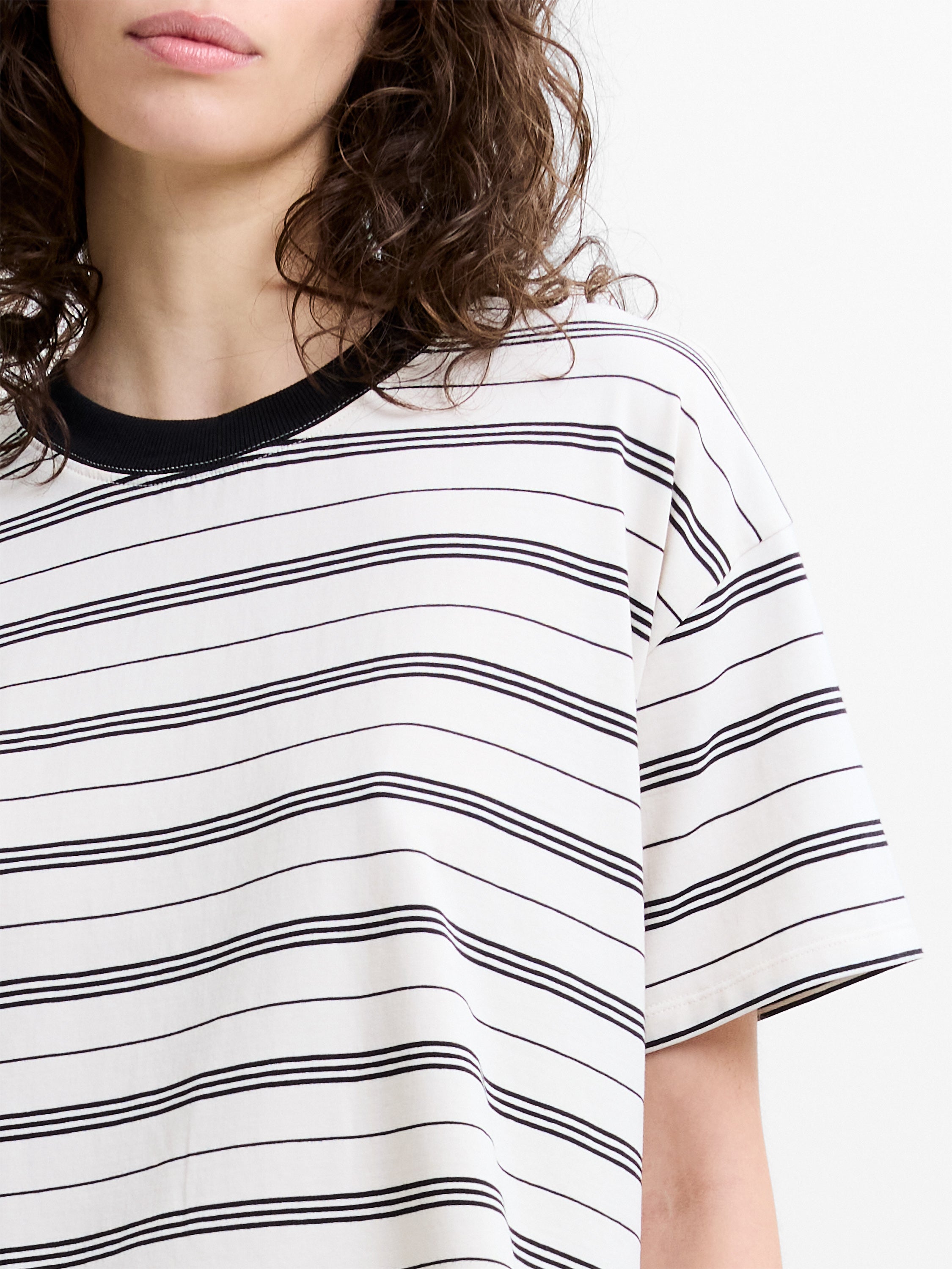 Pernille Jersey Monochrome Striped Boyfriend T-Shirt