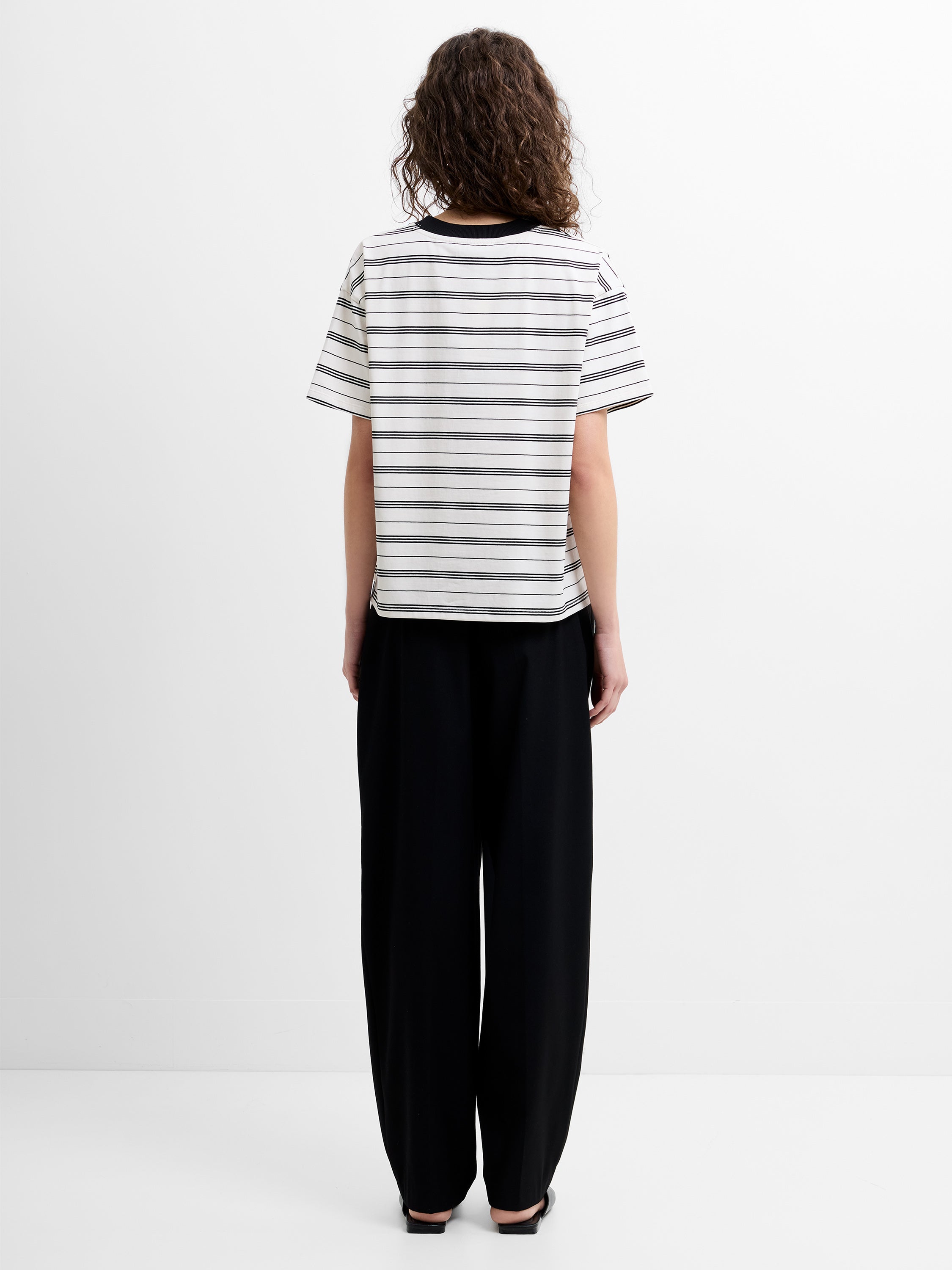 Pernille Jersey Monochrome Striped Boyfriend T-Shirt
