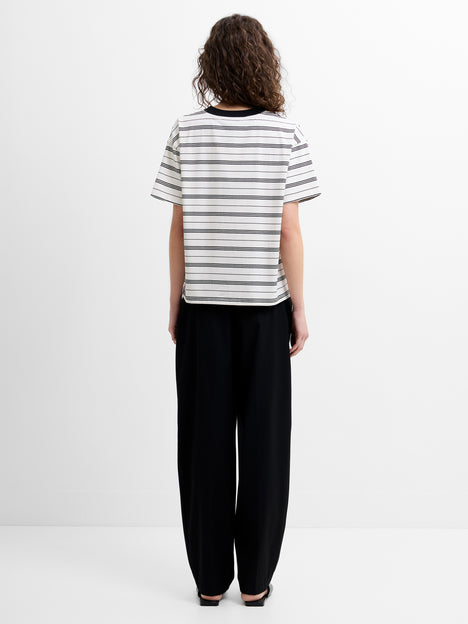 Pernille Jersey Monochrome Striped Boyfriend T-Shirt